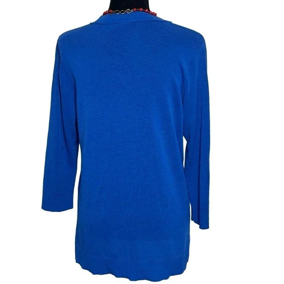 Chico’s 1/M cobalt blue lightweight 3 button 3/4 sleeve cardigan sweater - Picture 5 of 8